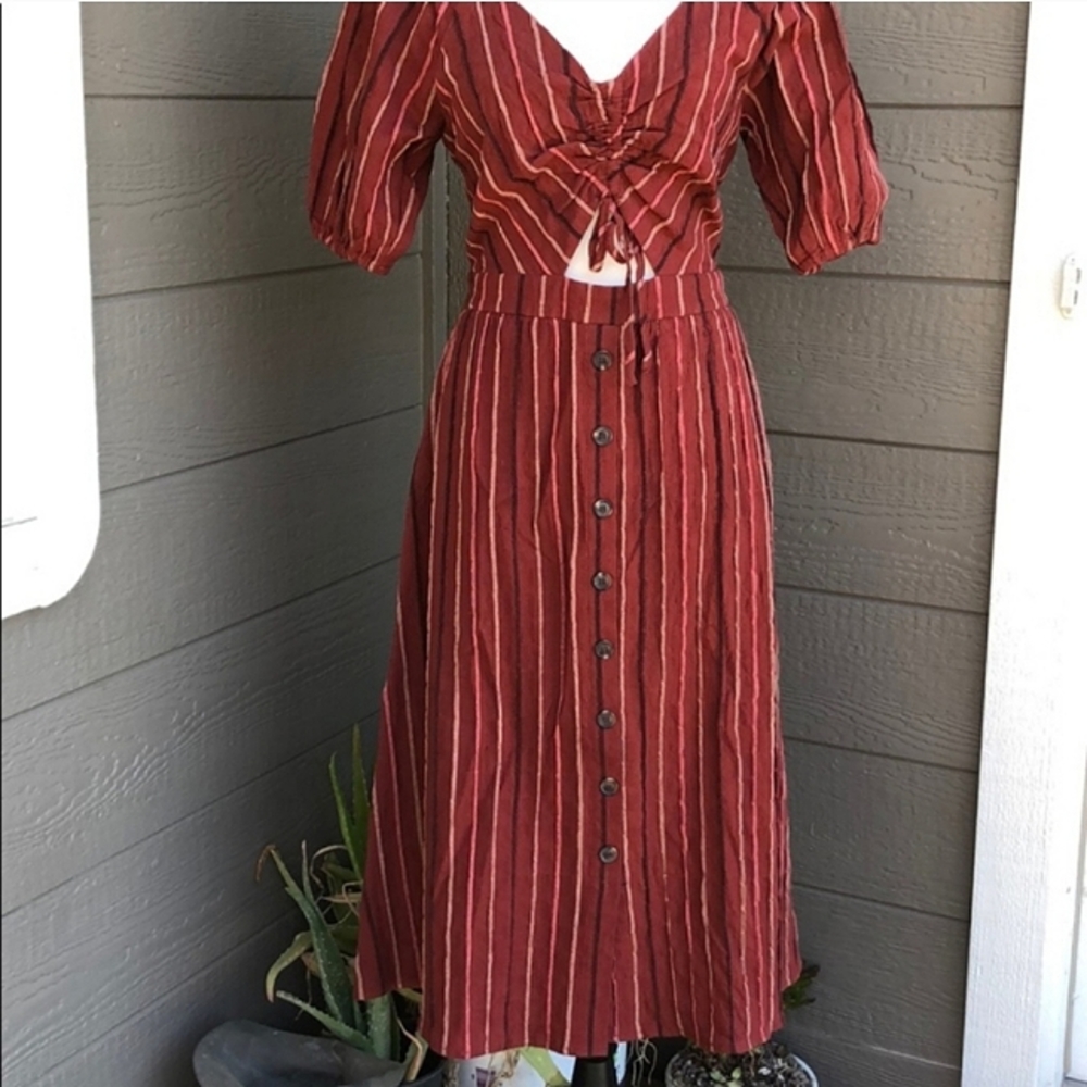 Madewell Striped cotton midi dress 3/4 sleeve